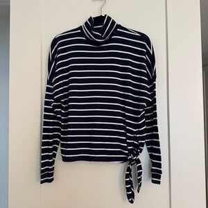 J. Crew Striped Navy and White Turtleneck